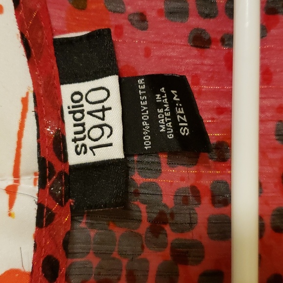 Studio 1940 Black and red with glittering Medium blouse. - Picture 2 of 2
